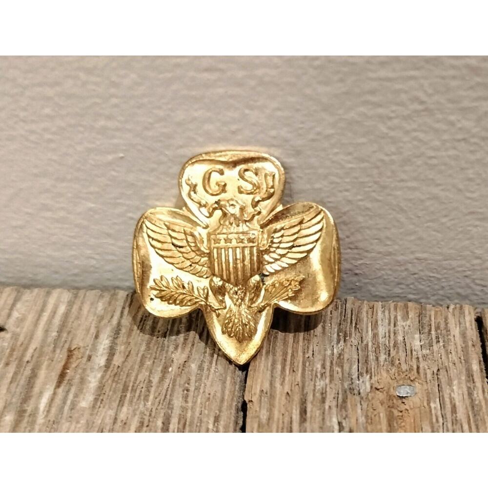 Vintage Girl Scout 1952 Korean War Type 6C Stamped Membership Pin Official Lapel - Picture 3 of 16